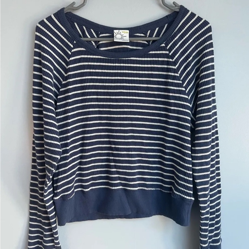 Aerie Navy and White Striped Long Sleeve Tee
